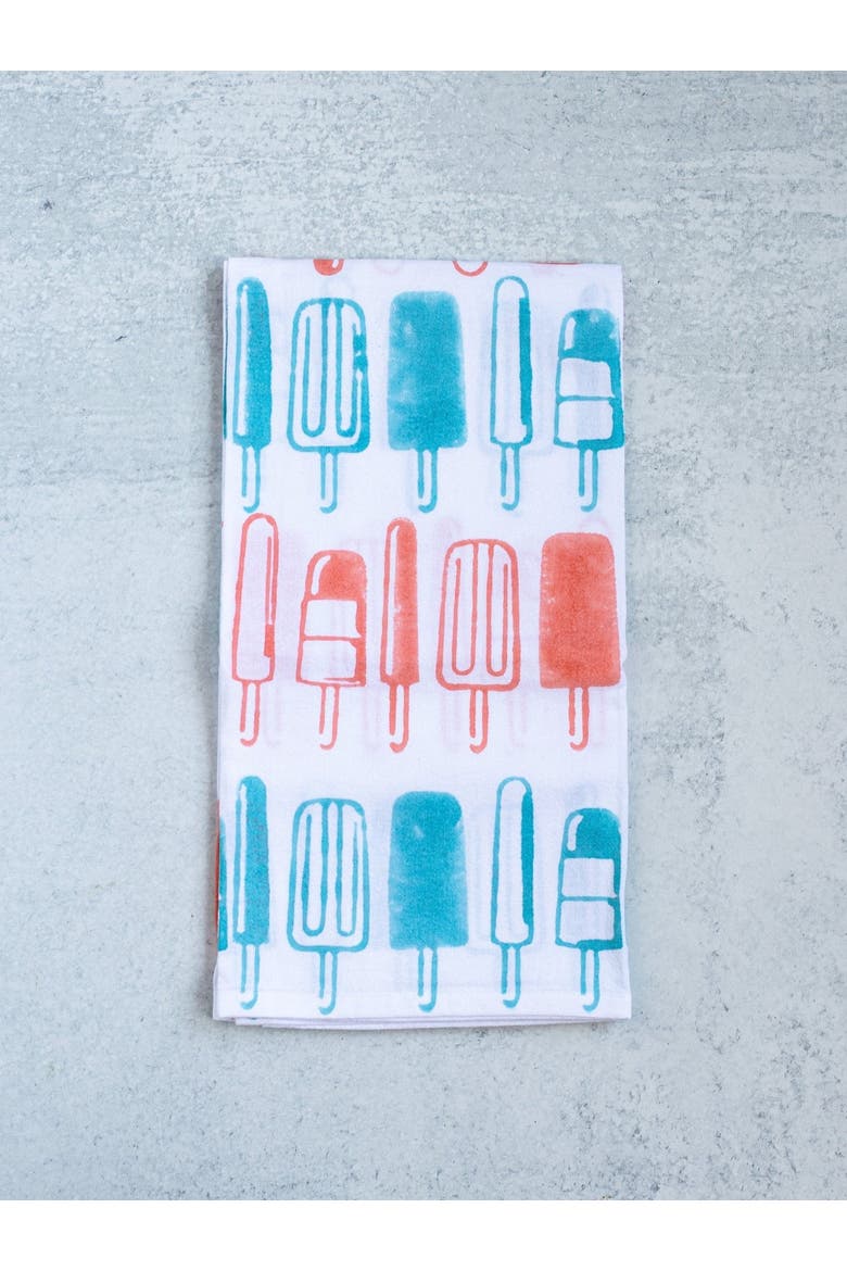 Tea Towel Set - Swimsuits & Popsicles, Alternate, color, Melon & Saltwater