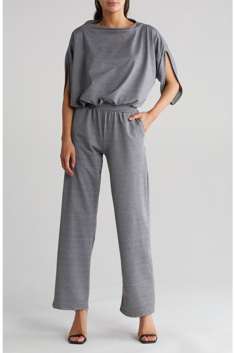 Dolman Sleeve Crop Jumpsuit, Main, color, HEATHER GREY