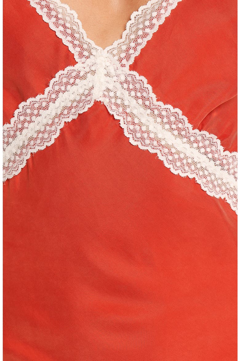Andie Lace Trim Sleeveless Dress, Alternate, color, BLOOD ORANGE