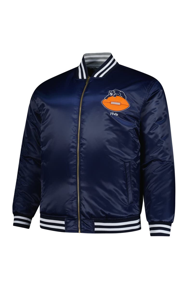 Mitchell & Ness Men's Mitchell & Ness Navy/Silver Chicago Bears Big & Tall Throwback Reversible Full-Zip Jacket, Alternate, color, Navy