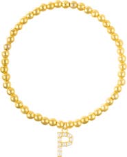 Adornia Faux Pearl Initial Charm Beaded Bracelet