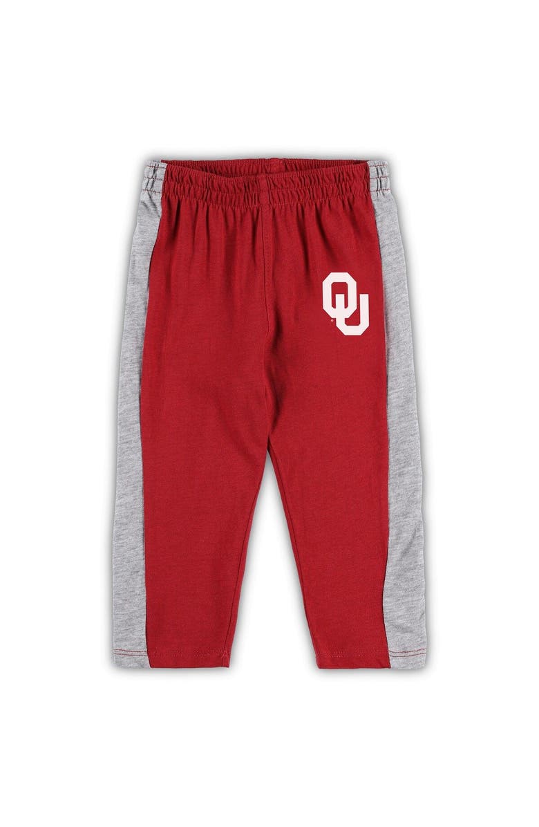Outerstuff Infant Heather Gray/Crimson Oklahoma Sooners Little Kicker Long Sleeve Bodysuit and Sweatpants Set, Alternate, color, Heather Gray