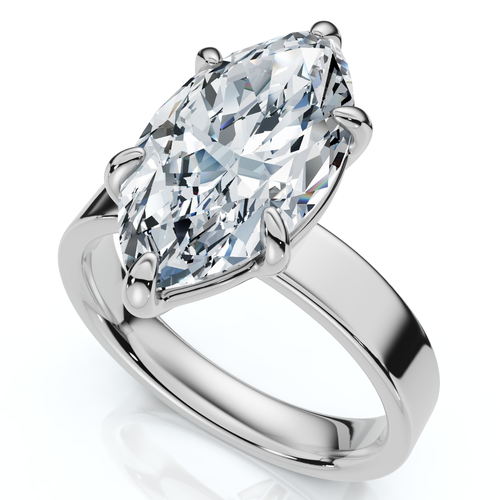 Bliss Diamond Certified 2ct Marquise Cut Flat Cigar Band Engagement Ring 14k Gold Lab Grown In Silver