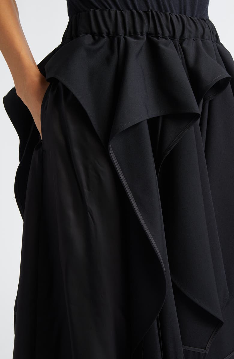 Noir Kei Ninomiya Deconstructed Wool Gabardine Midi Skirt, Alternate, color, Black