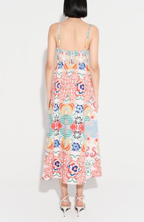 De Loreta Veracruz Spaghetti Strap Cotton Midi Sundress In Multi