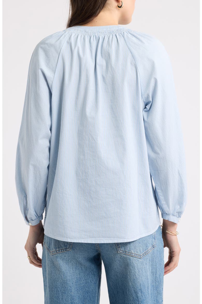 Striped Long Sleeve Popover Top, Alternate, color, BLUE- IVORY JUNE STRIPE