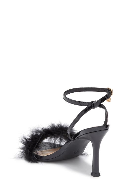 Wild Diva Lounge Safina Faux Fur Heel Sandal In Black