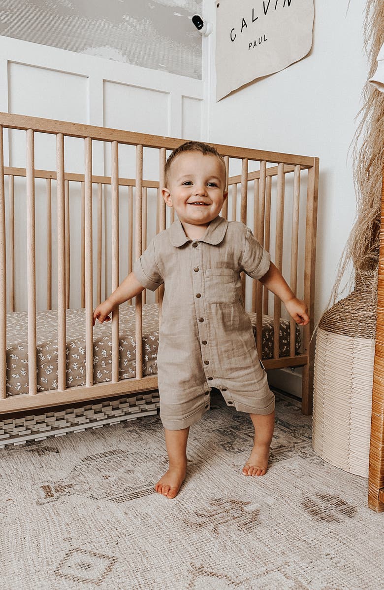 L'ovedbaby Organic Cotton Muslin Short Sleeve Romper, Alternate, color, 