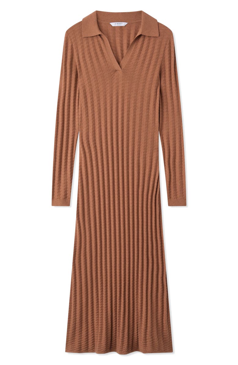 LK Bennett Mika Long Sleeve Cotton & Merino Wool Sweater Dress, Alternate, color, Brown