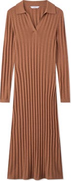 LK Bennett Mika Long Sleeve Cotton & Merino Wool Sweater Dress