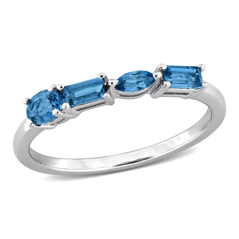 Blue Topaz Anniversary Band in Sterling Silver