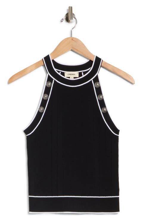 Rosemary High Neck Button Tank