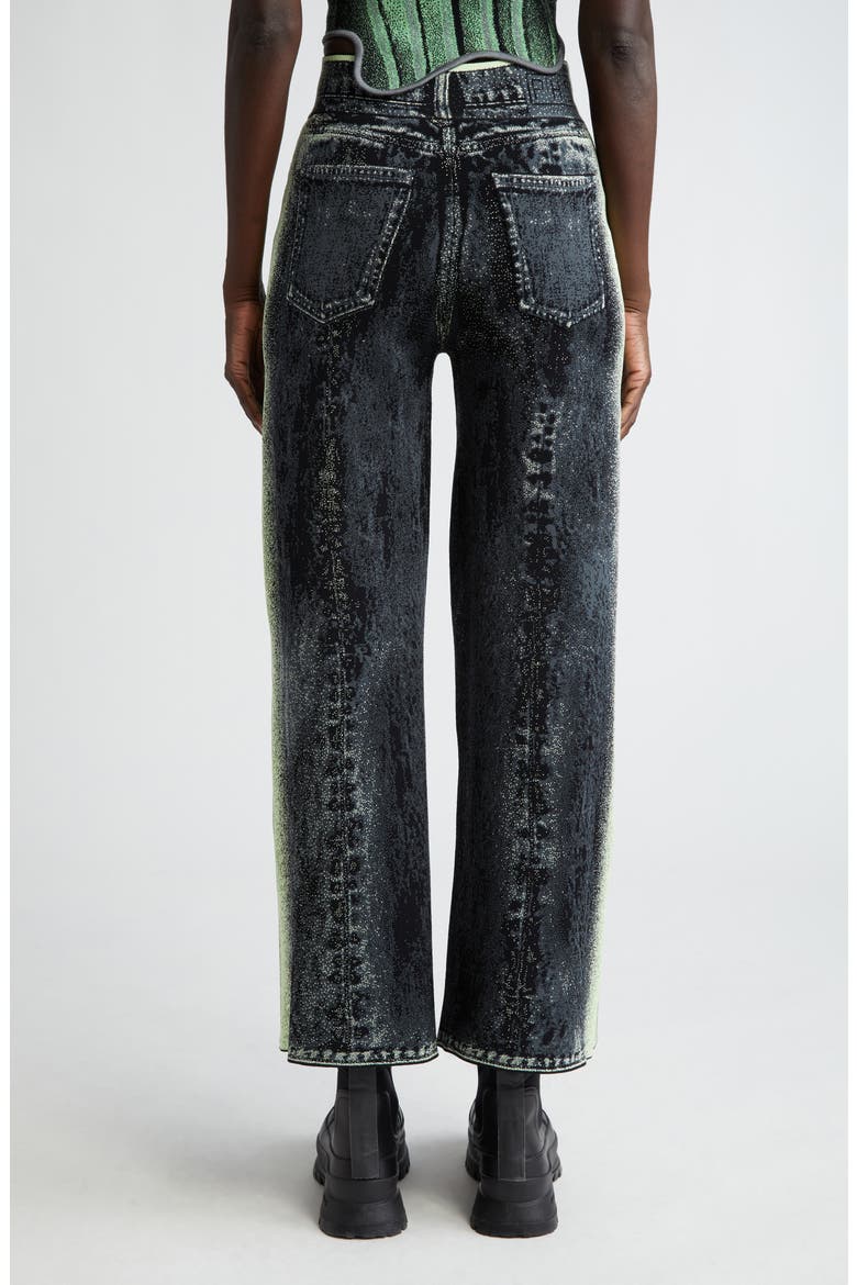 Zahra Denim Print Wide Leg Knit Pants, Alternate, color, BLACK