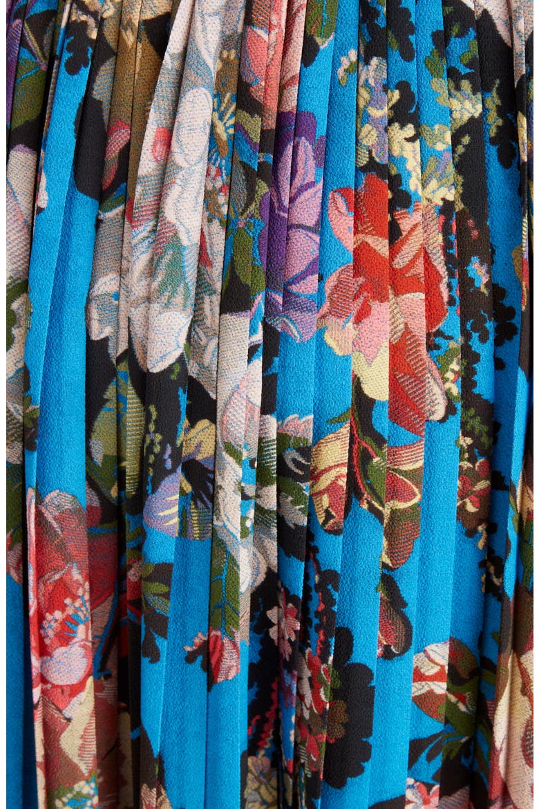 Saram Floral Pleated Midi Skirt, Alternate, color, BLUE