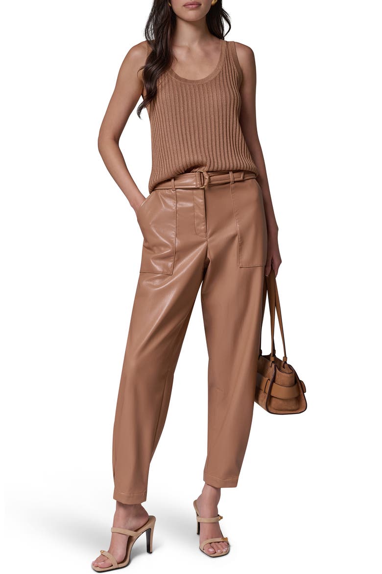 Faux Leather Belted Cargo Pants, Alternate, color, CAMEL