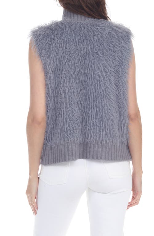 Rain And Rose Faux Fur Sweater Vest In Grey