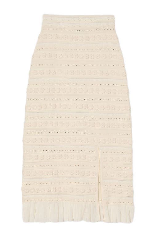 Sandro Tassel-detailing Pointelle Midi Skirt In Ecru
