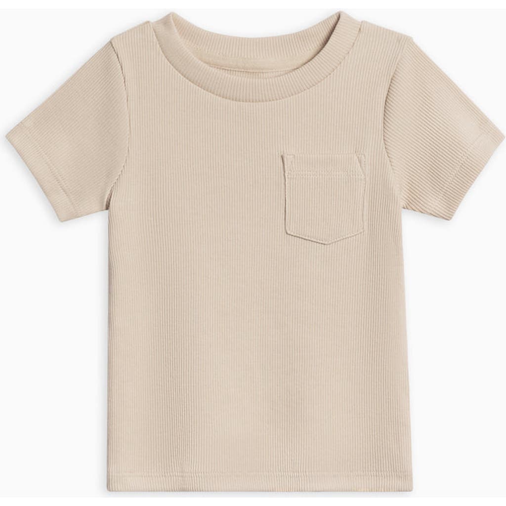 Colored Organics Lou Organic Ribbed Short Sleeve Pocket Tee In Neutral