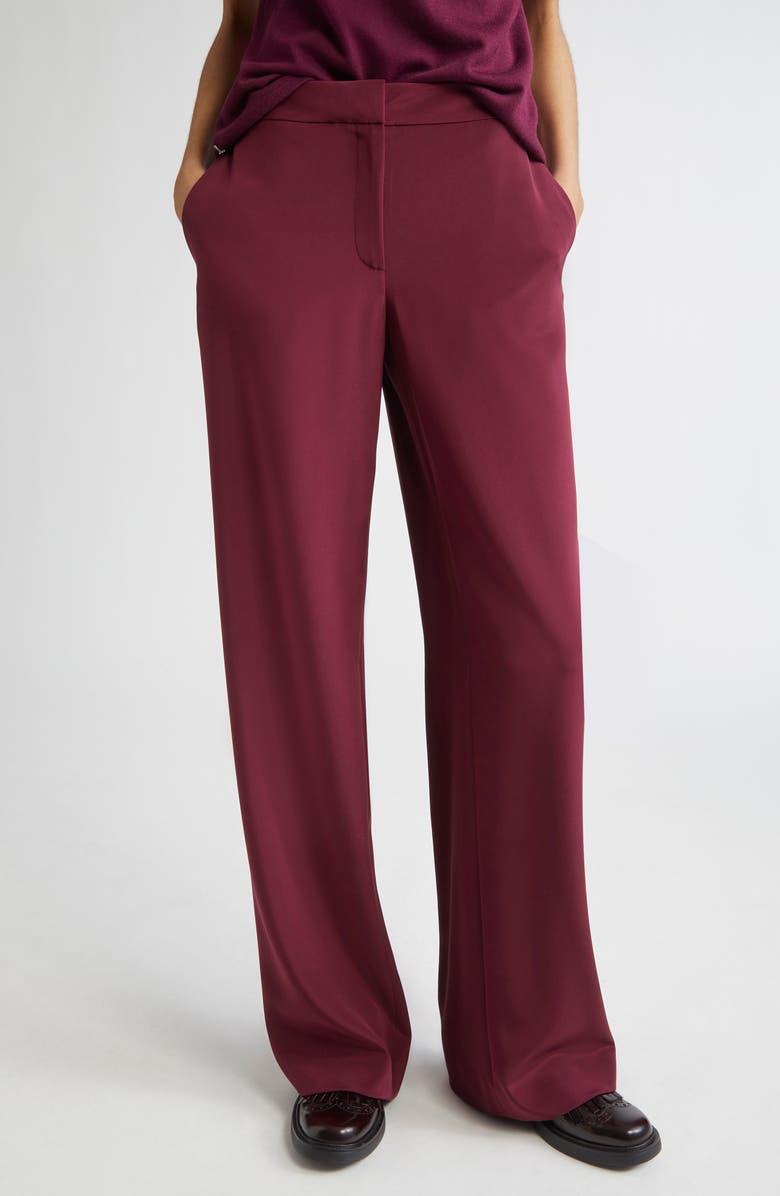 Lafayette 148 New York Sullivan Silk Stretch Crepe de Chine Pants, Main, color, Violet Ash