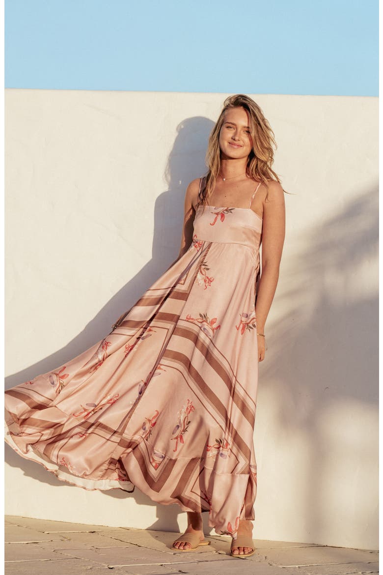 Elanor Print Sleeveless Maxi Dress, Alternate, color, PINK COCOA