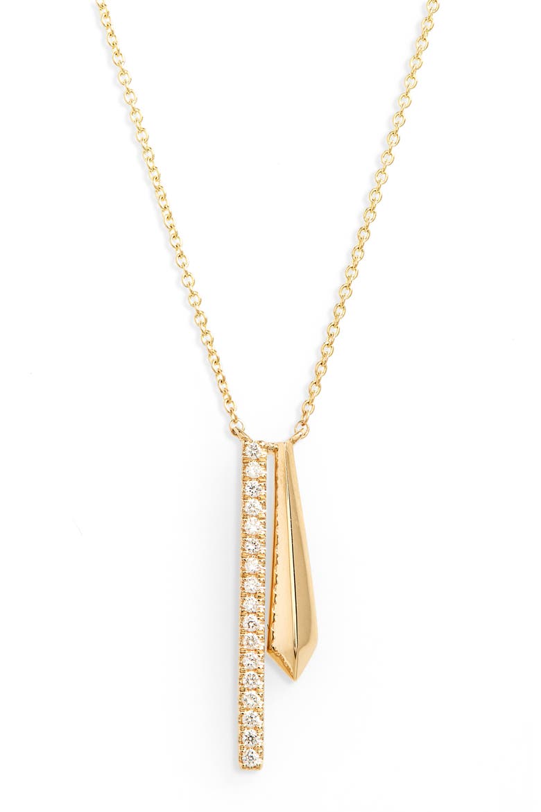 Dana Rebecca Reese Brooklyn Knife Edge Diamond Pendant Necklace, Main, color, YELLOW GOLD