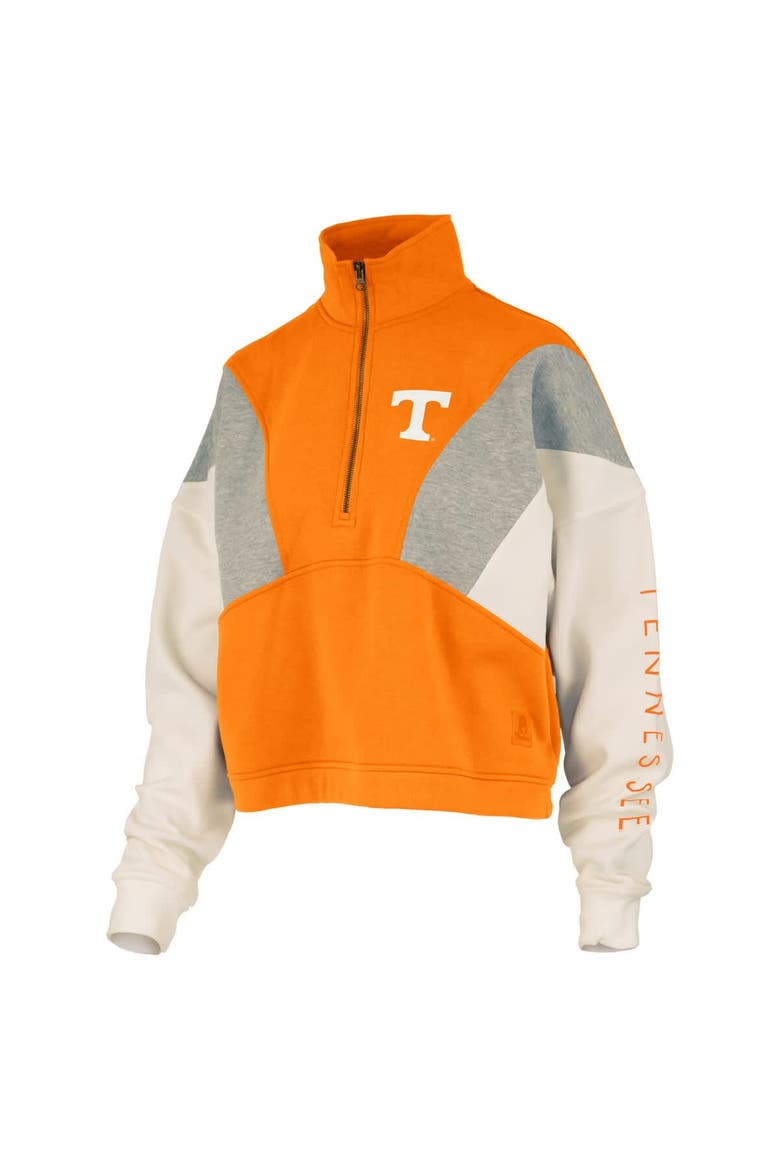 Women's Pressbox  Tennessee Orange Tennessee Volunteers Ferrara Color Block Quarter-Zip Sweatshirt, Alternate, color, Tennessee Orange