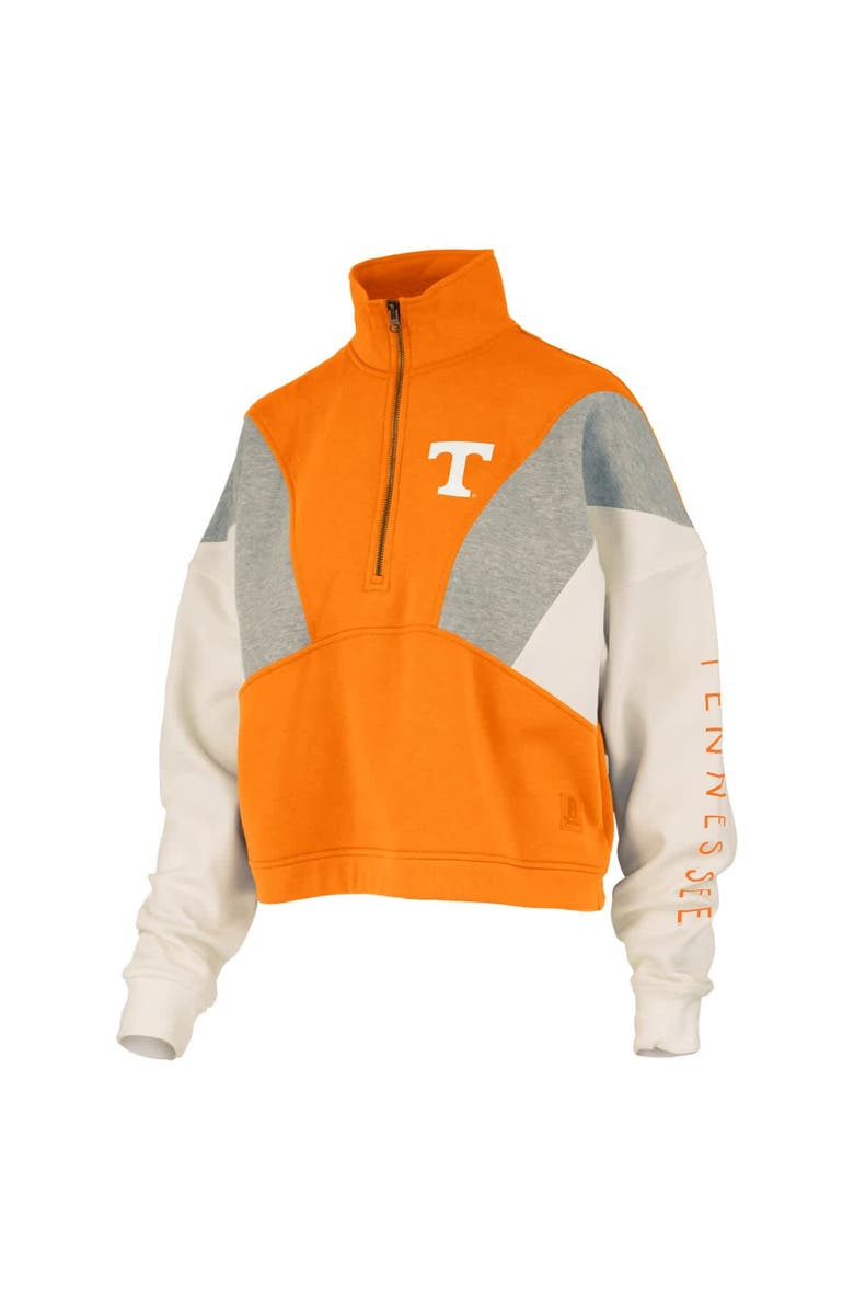 PRESSBOX Women's Pressbox Tennessee Orange Tennessee Volunteers Ferrara Color Block Quarter-Zip Sweatshirt, Alternate, color, Tennessee Orange