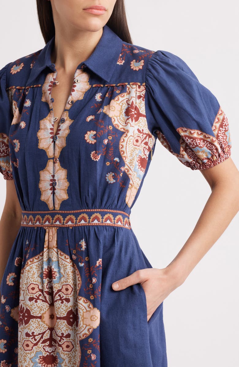 Cleobella Asha Cotton & Linen Midi Shirtdress, Alternate, color,