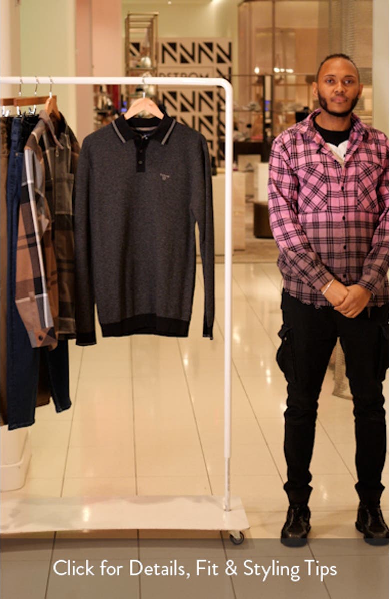 Hilden Textured Long Sleeve Cotton & Wool Polo, sales video thumbnail