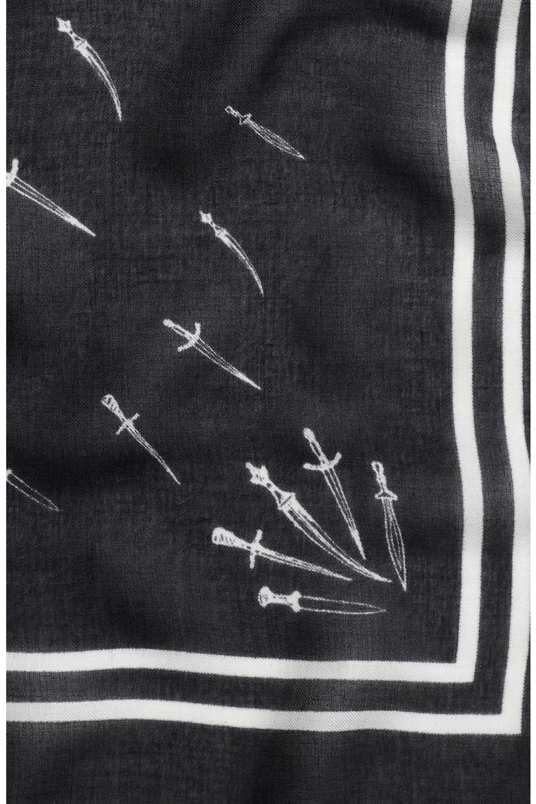 Dagger Print Scarf, Alternate, color, BLACK
