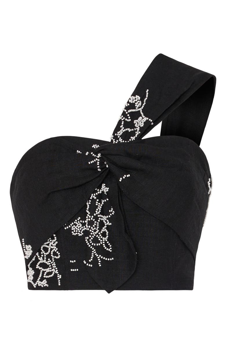 Milly Beaded Embroidery One-Shoulder Crop Top, Alternate, color, 