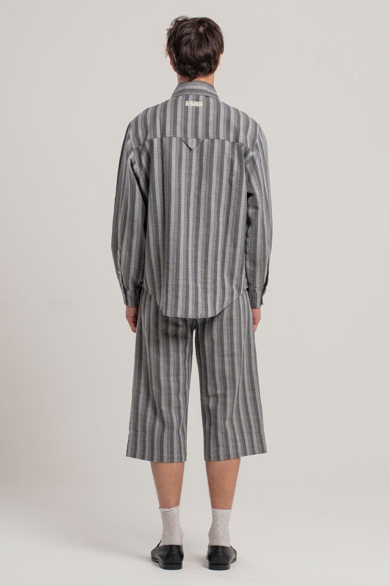 Linen & Cotton Blend Checked Woven Short, Alternate, color, grey