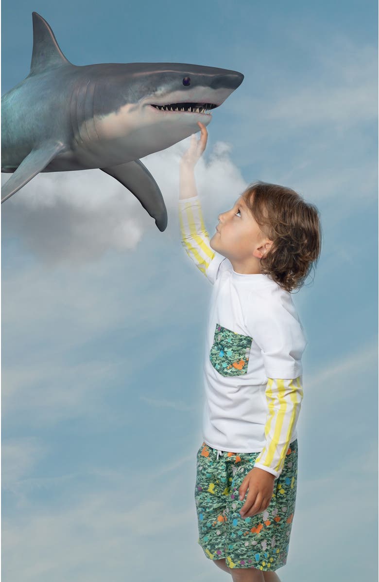 NESSI BYRD Kids' Camouflage Print Long Quick-Dry Swim Trunks, Alternate, color, Green