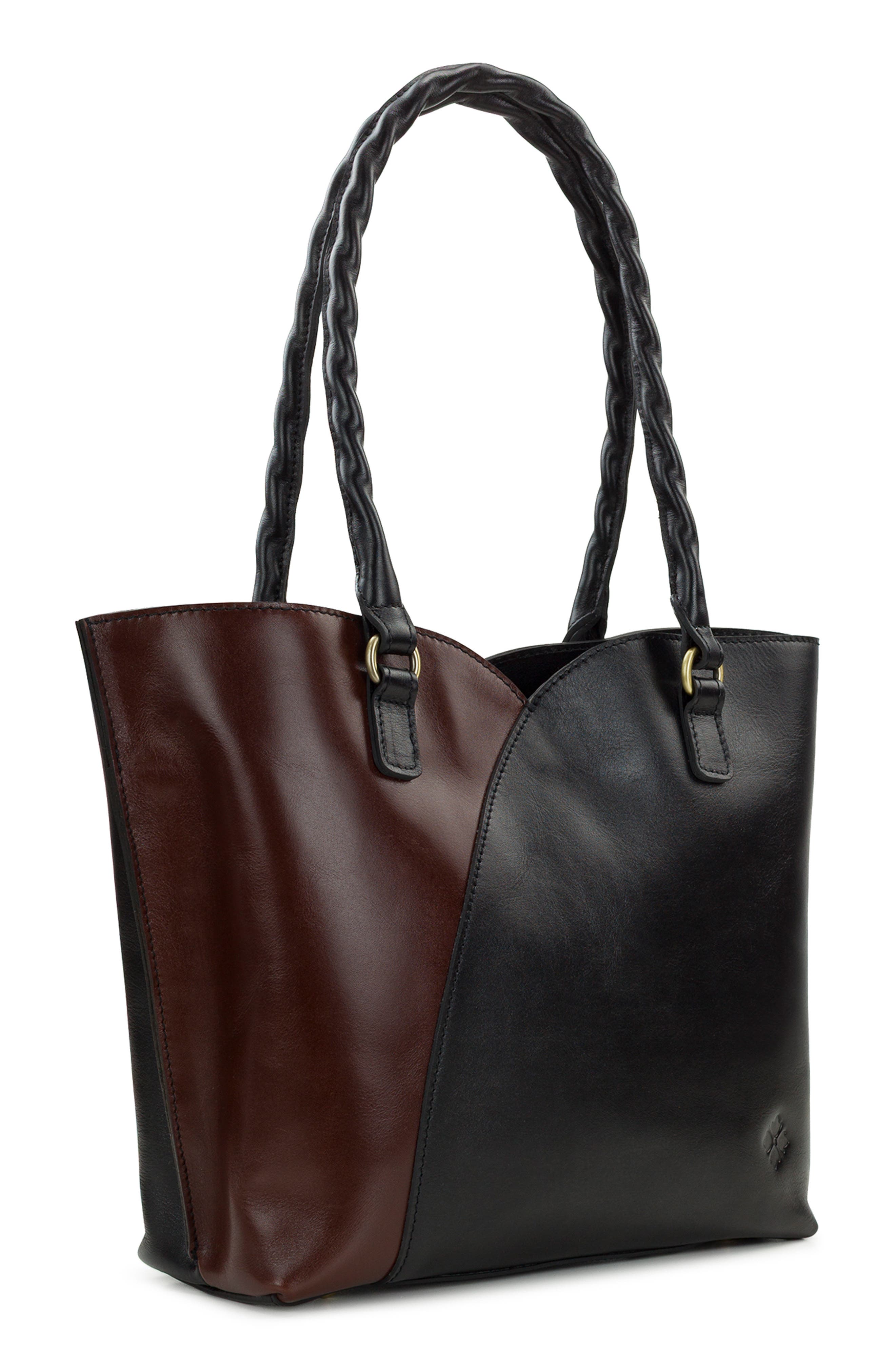 Patricia Nash Marion Colorblock Leather Tote Bag, Alternate, color, Black British Tan Colorblock