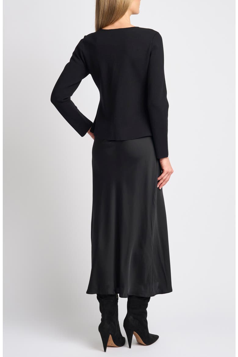 Kaallie Peplum Top Twofer Midi Dress, Alternate, color, RICH BLACK