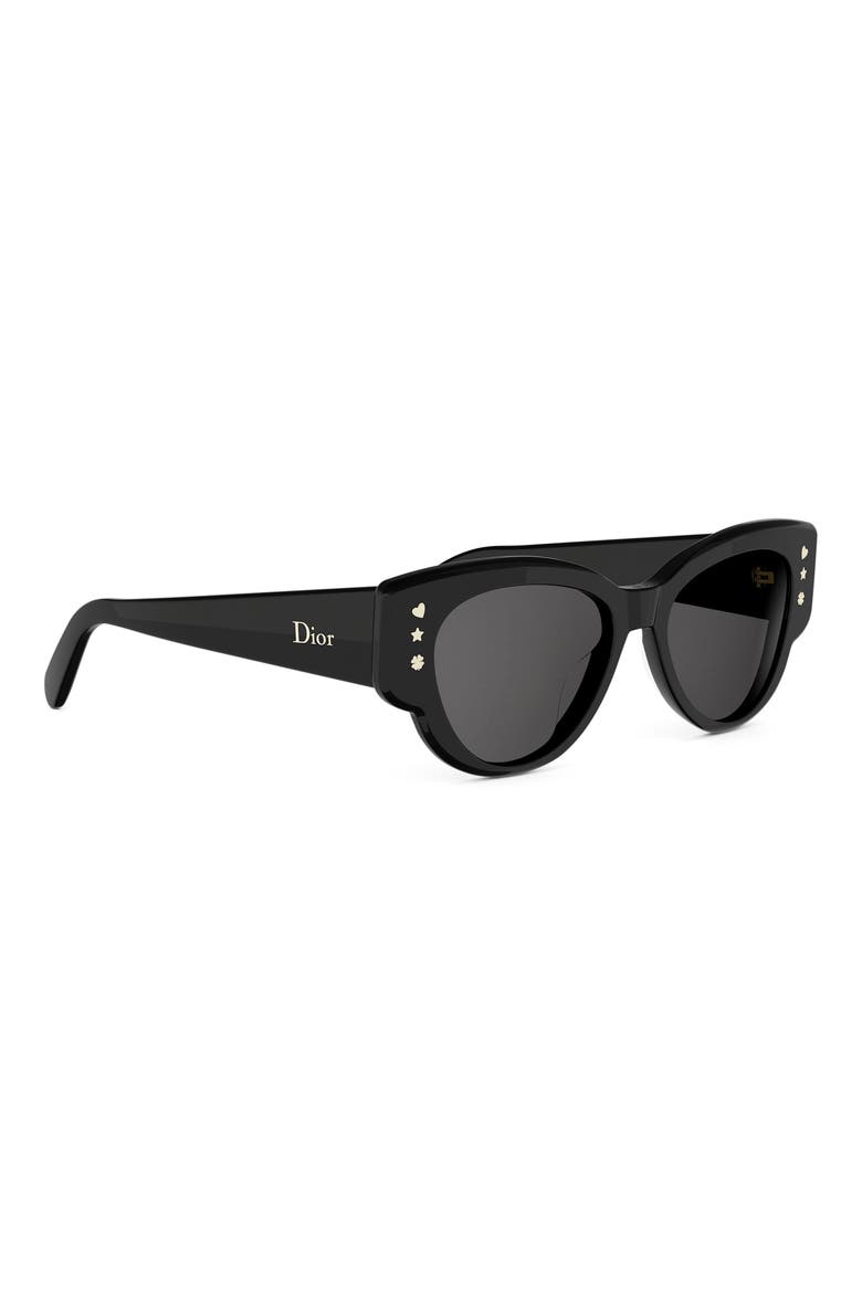 'DiorLuckyCharms B1I 53mm Butterfly Sunglasses, Alternate, color, SHINY BLACK / SMOKE