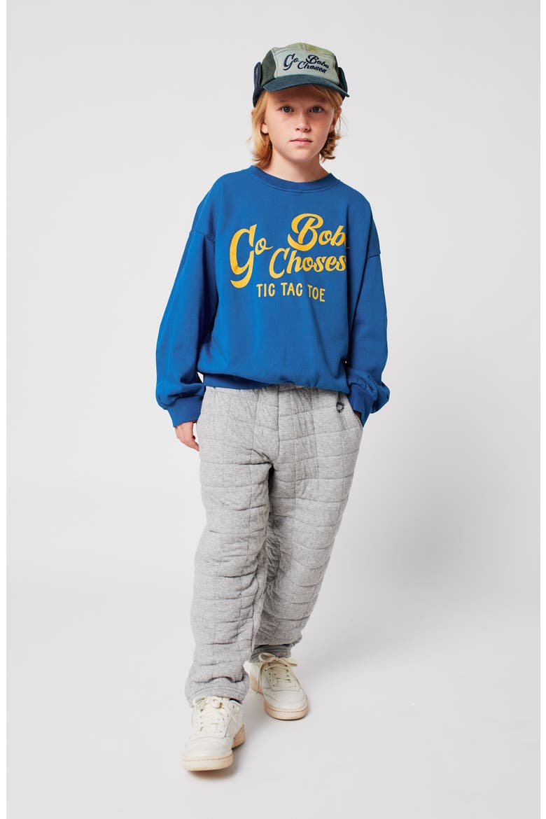 Kids' Wavy Logo Organic Cotton Sweatshirt, Alternate, color, BLUE