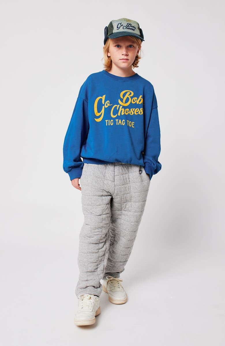 Bobo Choses Kids' Wavy Logo Organic Cotton Sweatshirt, Alternate, color, Blue