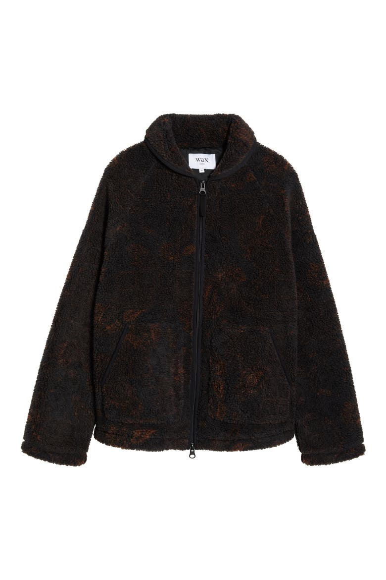 Tate Paisley High Pile Fleece Jacket, Alternate, color, BLACK / BROWN