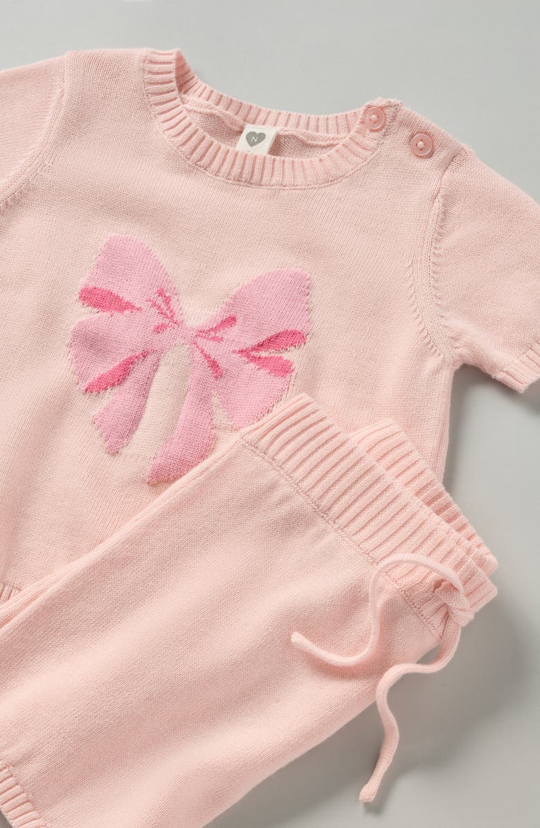 Nordstrom Intarsia Bow Sweater & Shorts Set, Alternate, color, Pink Balm Bow