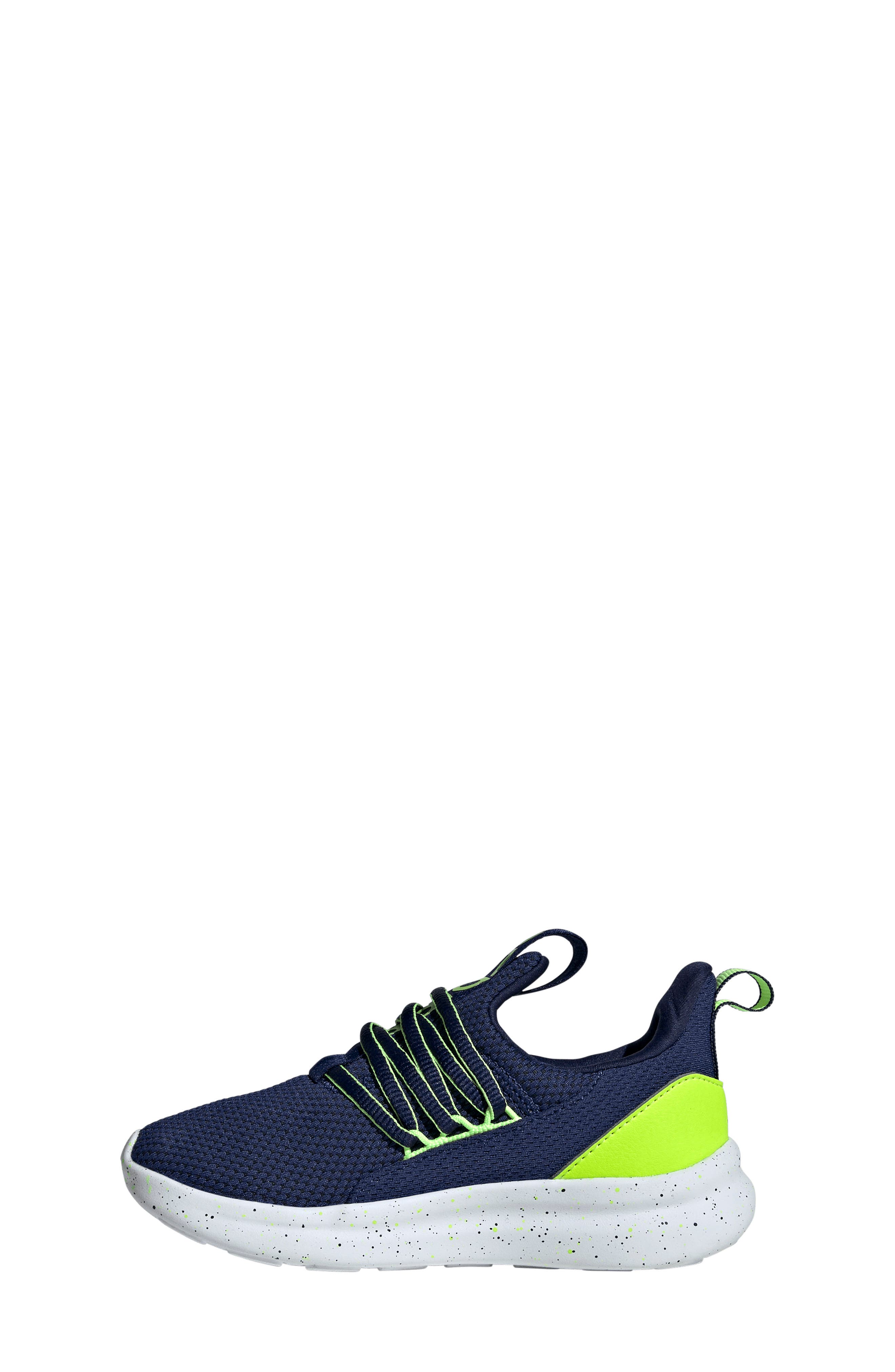 adidas Kids' Lite Racer Adapt 7.0 Sneaker, Alternate, color, Dark Blue/ Lemon/ Solar Slime