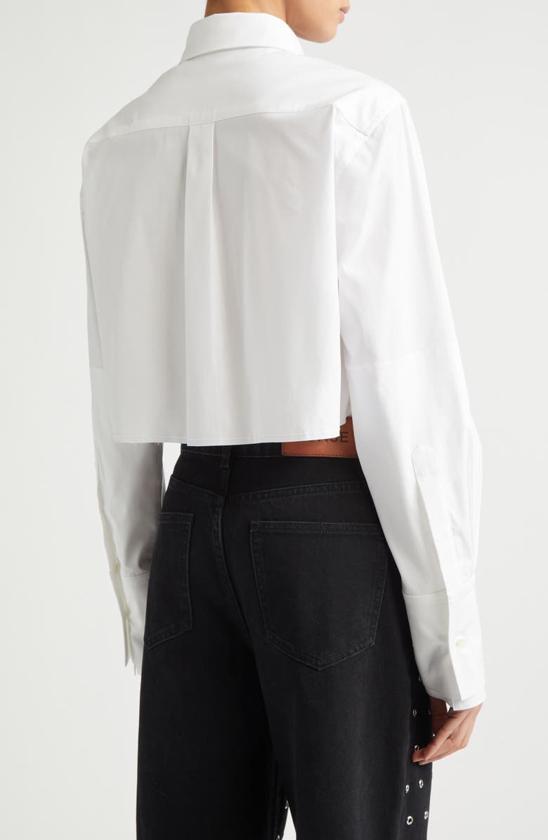 MONSE Crop Stretch Poplin Tuxedo Shirt, Alternate, color, Ivory