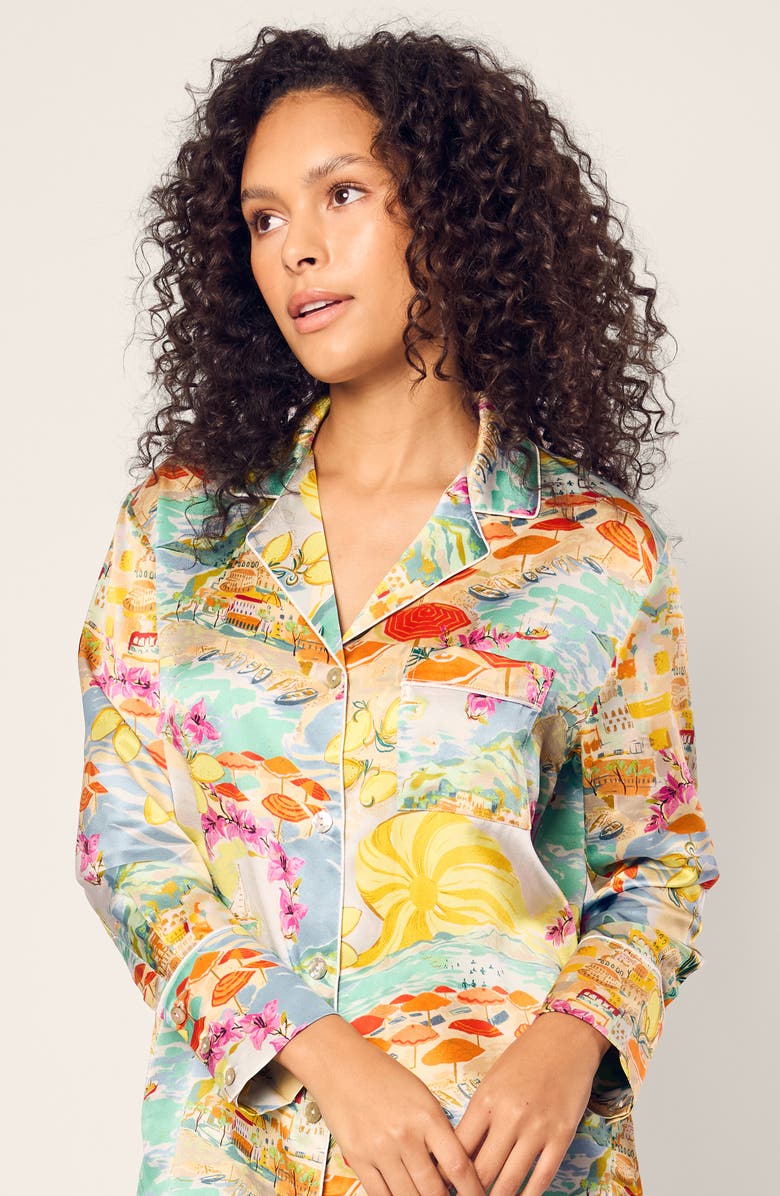 Petite Plume La Dolce Vita Print Mulberry Silk Pajamas, Alternate, color, 