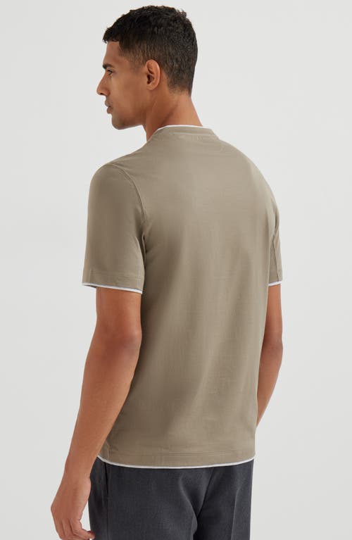 Brunello Cucinelli Cotton Jersey Crew Neck T-shirt With Faux-layering Clothing In Brown