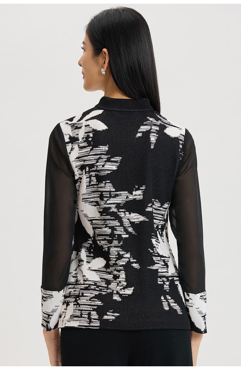 Ming Wang Mixed-Media Floral Jacquard Knit Tunic, Alternate, color, 
