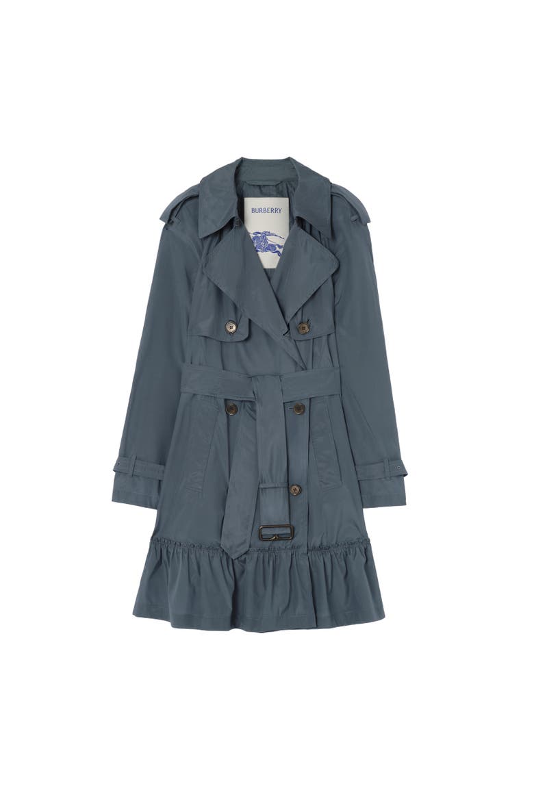 Short Silk Tillydrine Trench Coat, Alternate, color, Seafarer blue