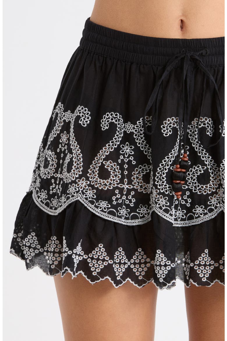 Judith Eyelet Embroidery Miniskirt, Alternate, color, BLACK / WHITE EYELET