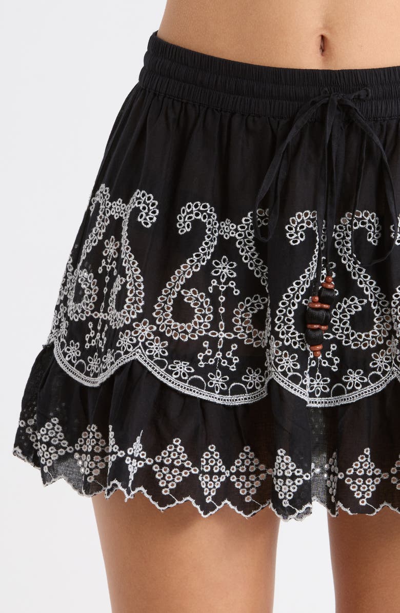 Ramy Brook Judith Eyelet Embroidery Miniskirt, Alternate, color, Black / White Eyelet
