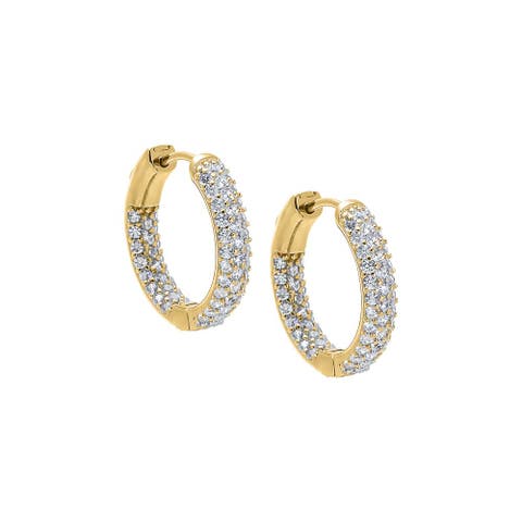 Pave Rounded Inside Out Hoop Earring