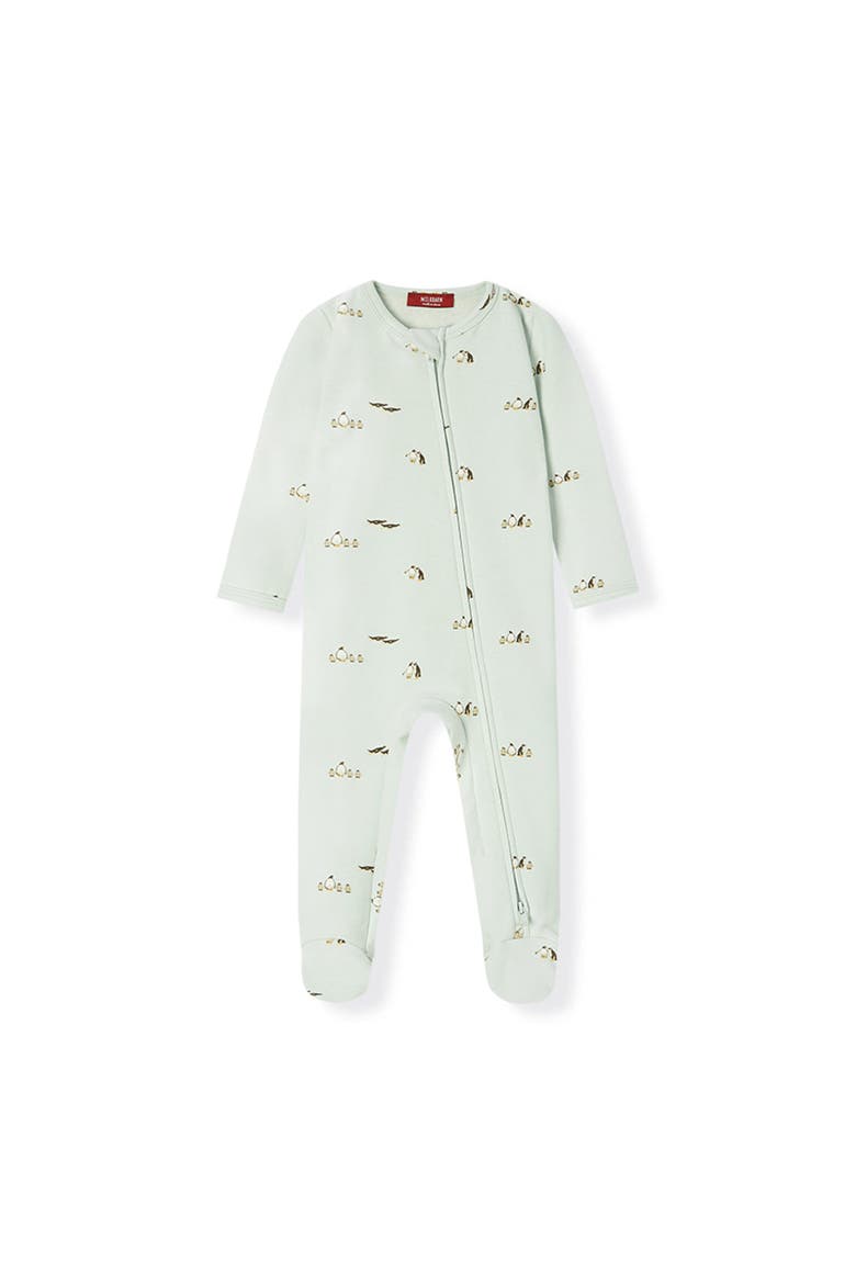 Stretch Fleece Zipper Footed Romper, Main, color, Lil' Penguin